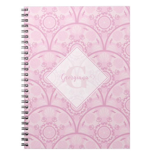 Personalized Preppy In Pink Mandala Art Deco Notebook (Front)