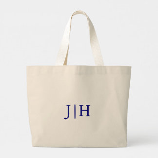 Personalized Preppy Navy Monogram Canvas Tote Bag