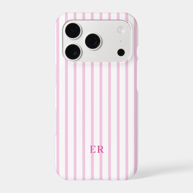 Personalized Preppy Pink Custom Monogram Striped (Back)