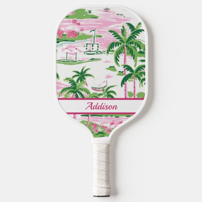 Personalized Preppy Pink Pickleball Paddle (Front)