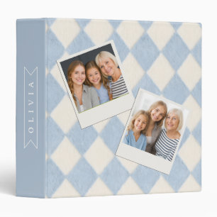Personalized Preppy Soft Blue Fuzzy Argyle Name Binder