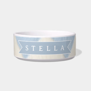 Personalized Preppy Soft Blue Fuzzy Argyle Name Bowl