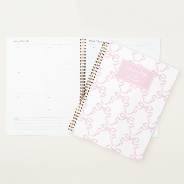 Personalized Preppy Watercolor Bow Ribbonerie  Planner (Display)