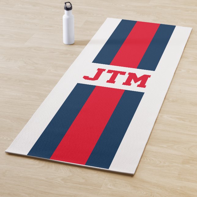 Personalized Preppy Yoga Mat Monogram Stripes (In Situ)