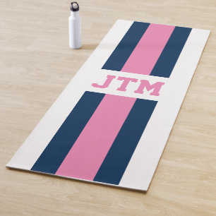 Personalized Preppy Yoga Mat Monogram Stripes