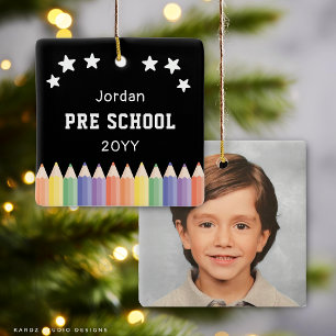 Personalized Preschool Kids Photo Keepsake Ceramic Ornament