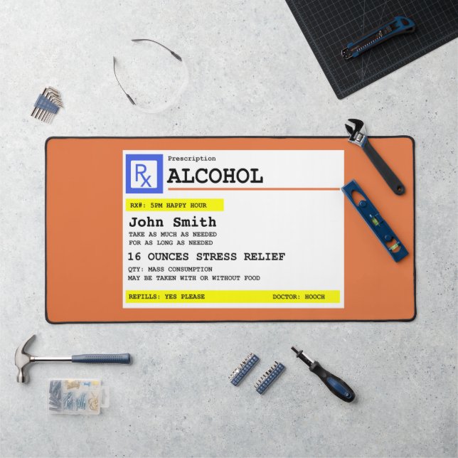 Personalized Prescription Alcohol Humourous Desk Mat (Workstation)
