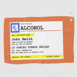 Personalized Prescription Alcohol Humourous Golf Towel