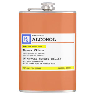 Personalized Prescription Humourous Alcohol     Hip Flask
