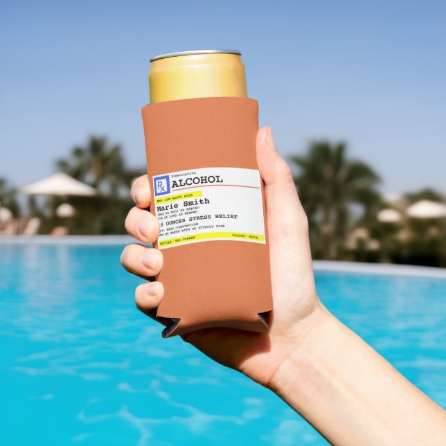 Personalized Prescription Humourous Alcohol Seltzer Can Cooler (In Situ Pool)