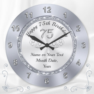 Personalized, Presents for 75th Birthday Clock