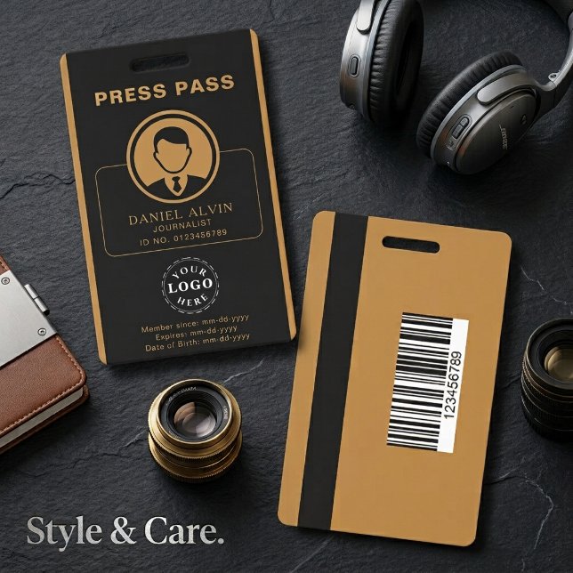Personalized Press Pass with Photo ID & Barcode Badge (Personalized Press Pass with Photo ID & Barcode Badge)