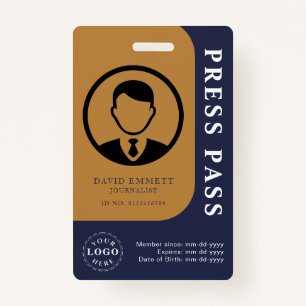 Personalized Press Pass with Photo ID & QR Code Badge