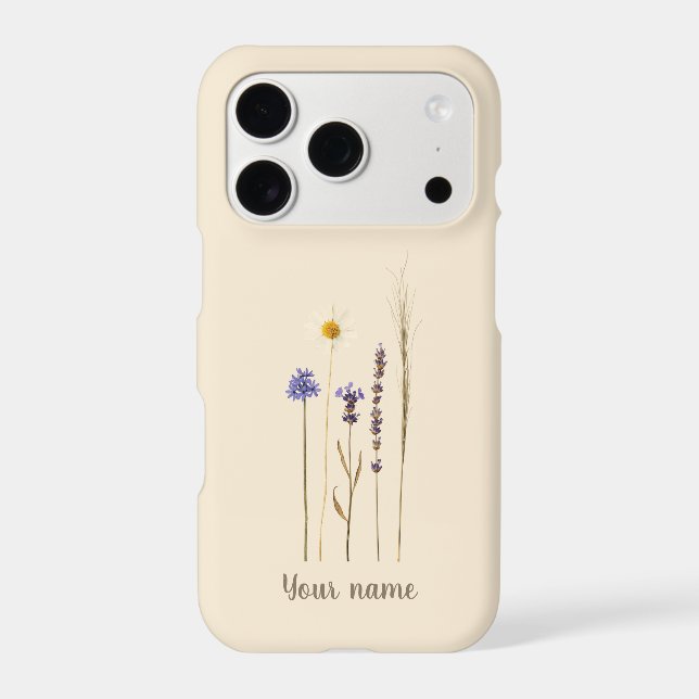 Personalized Pressed Flowers Name iPhone Case (Back)