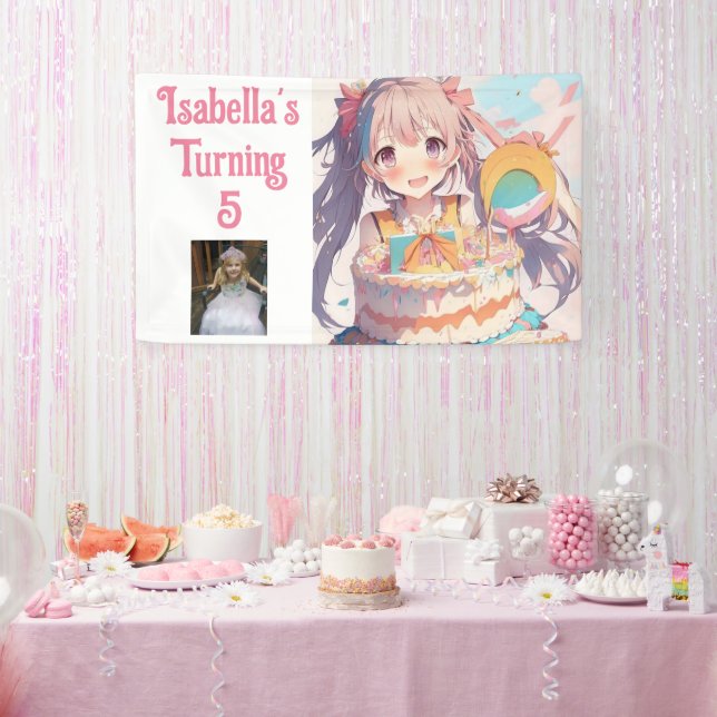 Personalized Pretty Anime Girl  Banner (Party)