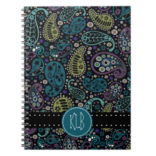 Personalized Pretty as a Peacock Paisley Print Notebook