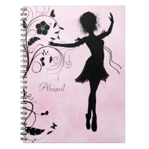 Personalized Pretty Ballerina and Flowers Notebook
