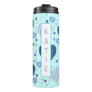 Personalized Pretty Blue Hearts Tumbler