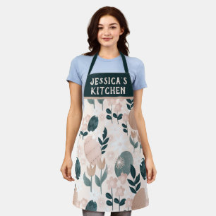 Personalized Pretty Botanical Easter Egg Pattern Apron
