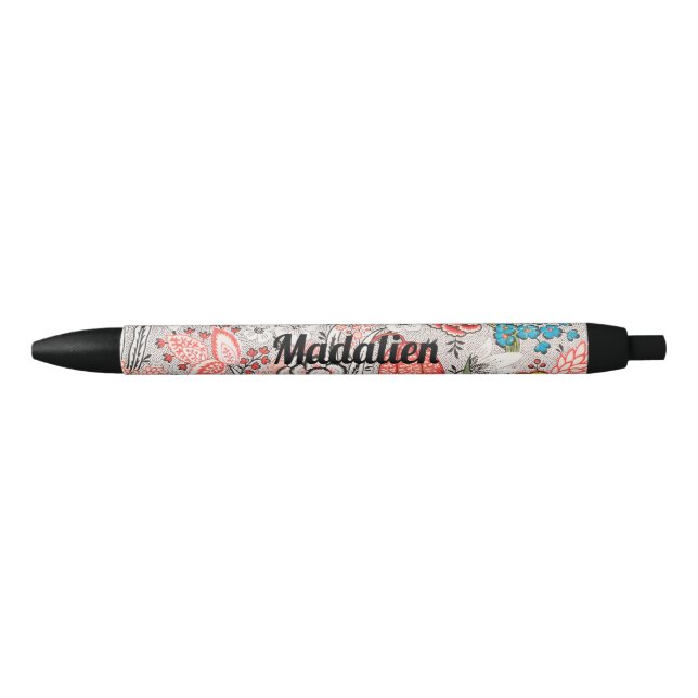 Personalized pretty classic floral Paisley pattern Black Ink Pen (Front)