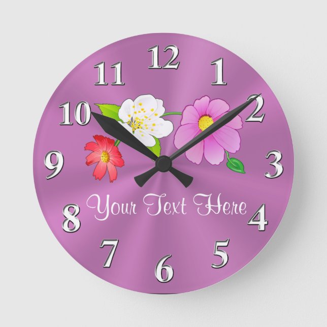 Personalized Pretty Clocks with Hawaiian Flowers (Front)