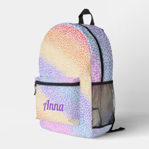Personalized Pretty Colorful Modern Girly Rainbow  Printed Backpack