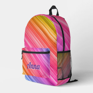 Personalized Pretty Colorful Modern Girly Rainbow  Printed Backpack