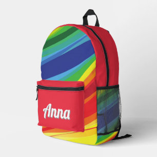 Personalized Pretty Colorful Modern Girly Rainbow  Printed Backpack