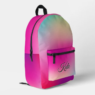Personalized Pretty Colorful Modern Girly Rainbow Printed Backpack