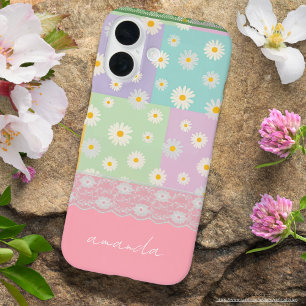 Personalized pretty colourful girly daisy Pink blu iPhone 16 Case