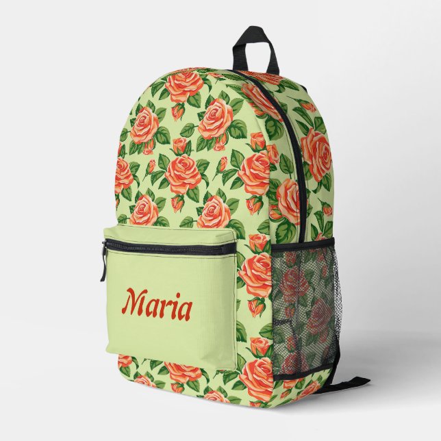 Personalized Pretty Colourful Modern Girly Floral  Printed Backpack (Back Corner Right)