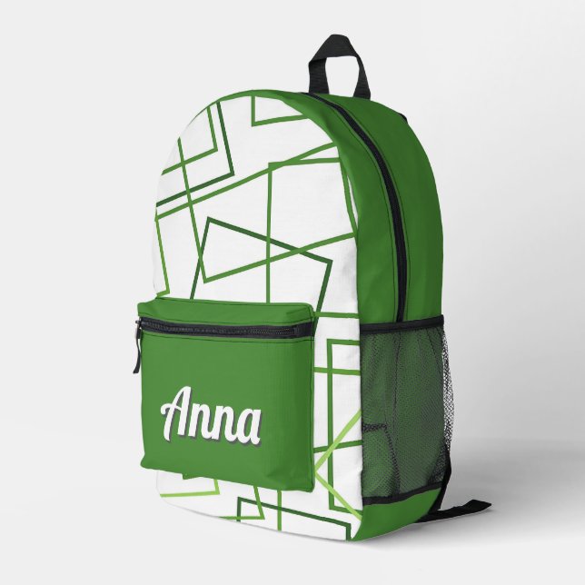 Personalized Pretty Colourful Modern Girly Green  Printed Backpack (Back Corner Right)