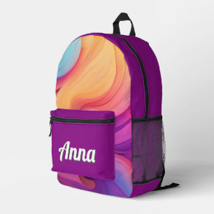 Personalized Pretty Colourful Modern Girly Rainbow Printed Backpack