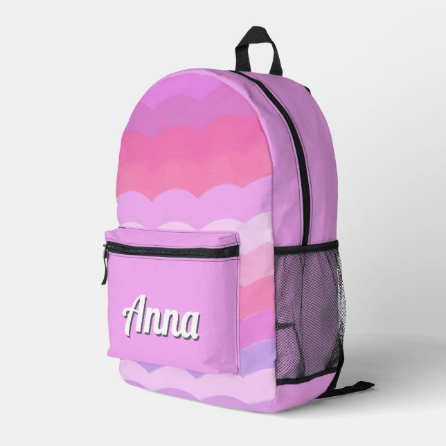 Personalized Pretty Colourful Modern Girly Rainbow Printed Backpack (Back Corner Right)