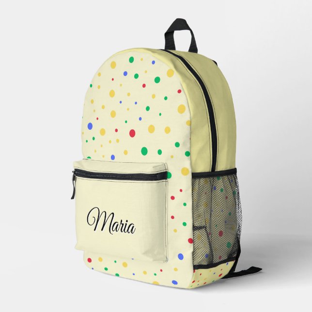Personalized Pretty Colourful Modern Girly Rainbow Printed Backpack (Back Corner Right)