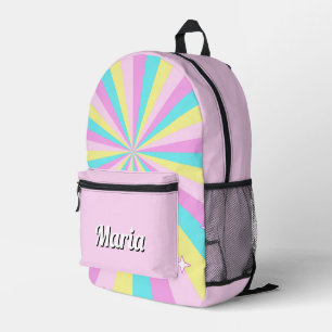 Personalized Pretty Colourful Modern Girly Rainbow Printed Backpack