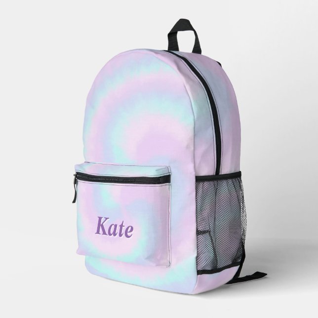Personalized Pretty Colourful Modern Girly Rainbow Printed Backpack (Back Corner Right)
