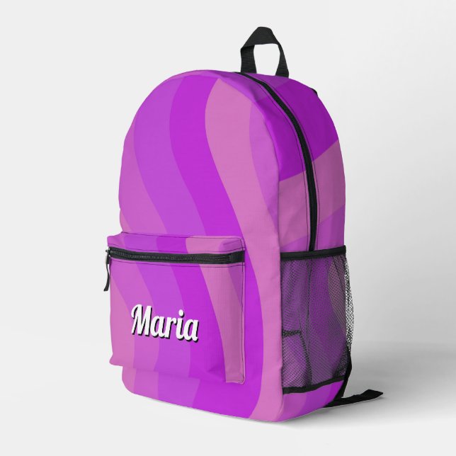 Personalized Pretty Colourful Modern Girly Rainbow Printed Backpack (Back Corner Right)