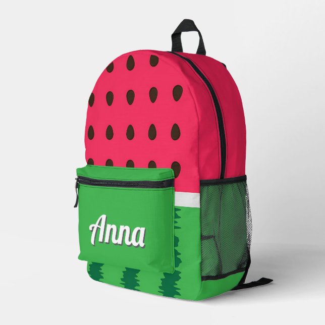Personalized Pretty Colourful Modern Rainbow Green Printed Backpack (Back Corner Right)