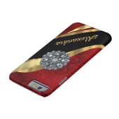 Personalized pretty elegant red damask pattern Case-Mate iPhone case (Bottom)