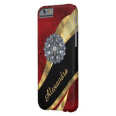 Personalized pretty elegant red damask pattern Case-Mate iPhone case (Back Left)