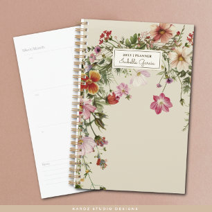 Personalized Pretty Elegant Wildflower Planner