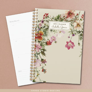 Personalized Pretty Elegant Wildflower Planner