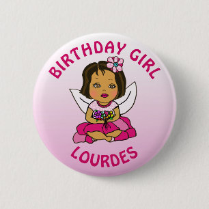 Personalized Pretty Fairy Birthday Girl 2 Inch Round Button