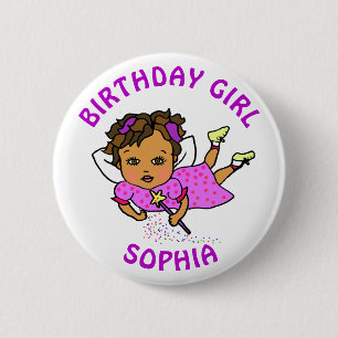 Personalized Pretty Fairy Birthday Girl 2 Inch Round Button