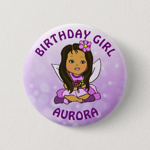 Personalized Pretty Fairy Birthday Girl 2 Inch Round Button