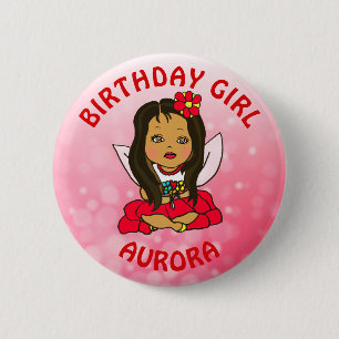Personalized Pretty Fairy Birthday Girl 2 Inch Round Button