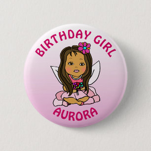 Personalized Pretty Fairy Birthday Girl 2 Inch Round Button