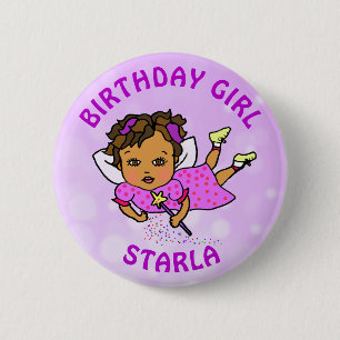Personalized Pretty Fairy Birthday Girl 2 Inch Round Button