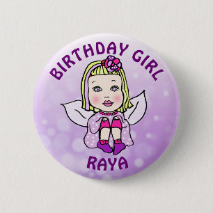 Personalized Pretty Fairy Birthday Girl 2 Inch Round Button